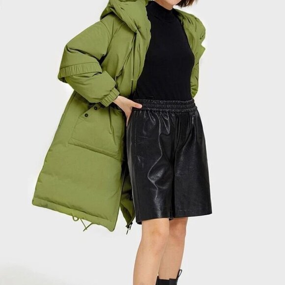 Nap Loungewear Oversized Down Puffer Coat | Green | Size Small - Picture 3 of 11